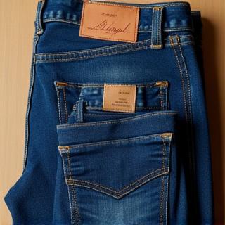 Folded eco-denim jeans with Southern Vogue labels